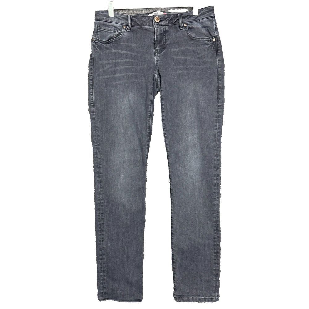 Cabi Jeans Womens 4 Blue Grey Slim Boyfriend Low Rise Cotton Stretch Whiskering